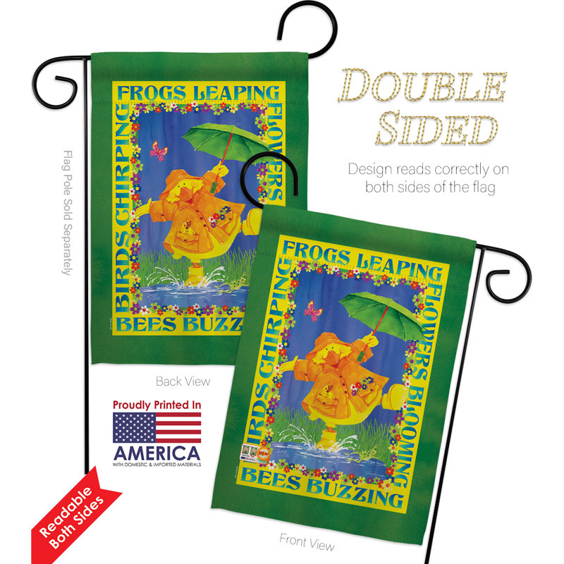 Mélange de polyester à 2 côtés 19 x 13 po spring duckling drapeau de jardin