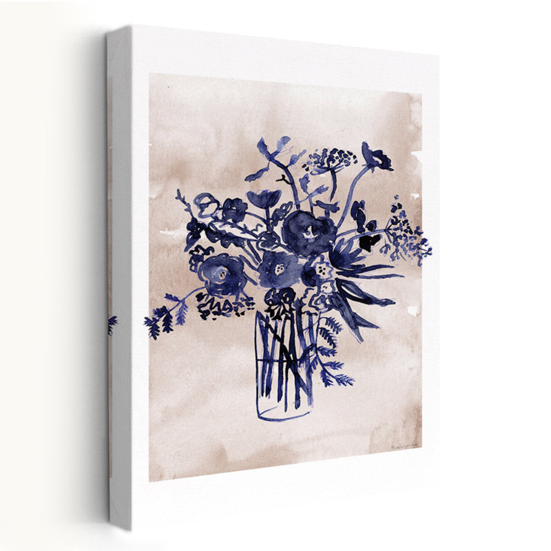 Preppy et beau bouquet contemporain I, aquarelle, H 24 po x l 16 po