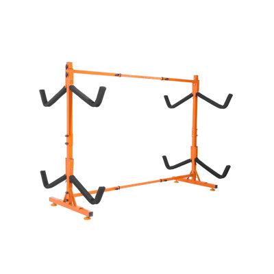 Support de rangement autoportant pour kayak, support pour kayak pour 4 kayaks, support de suspension en acier robuste avec accoudoirs rembourrés et largeur réglable, charge maximale de 220 lb, pour garage intérieur et extérieur