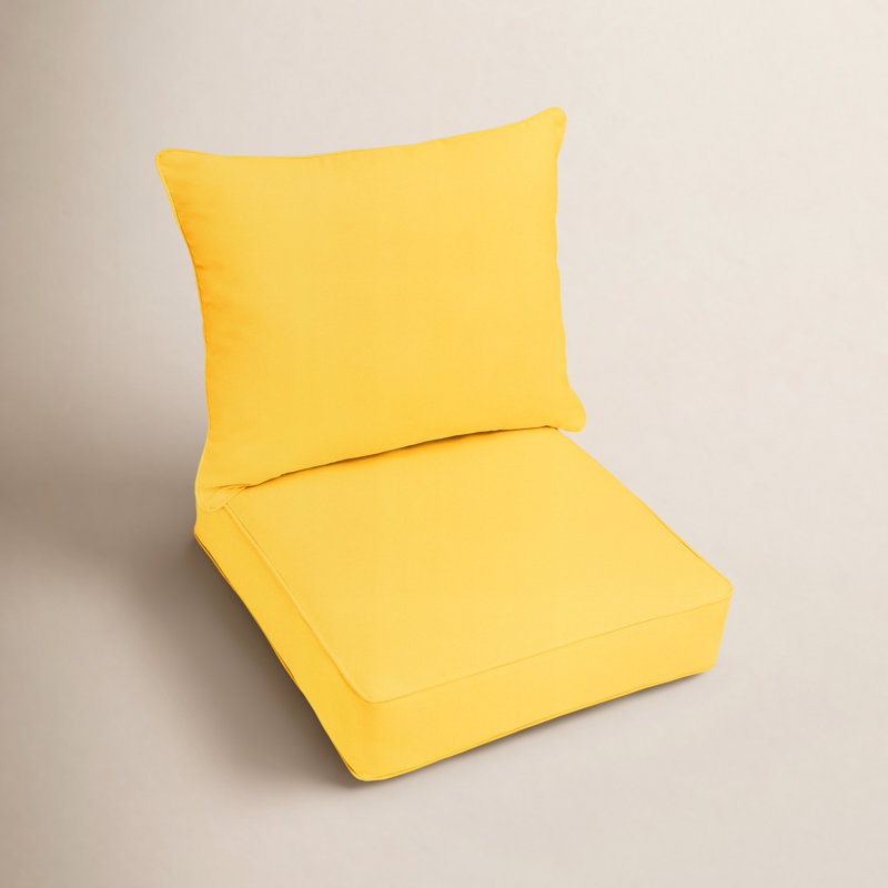 Strasse Desma Indoor/Outdoor Sunbrella Seat/Back Cushion, Sunbrella - Canvas Sunflower, 5" H x 23" W x 25" D
