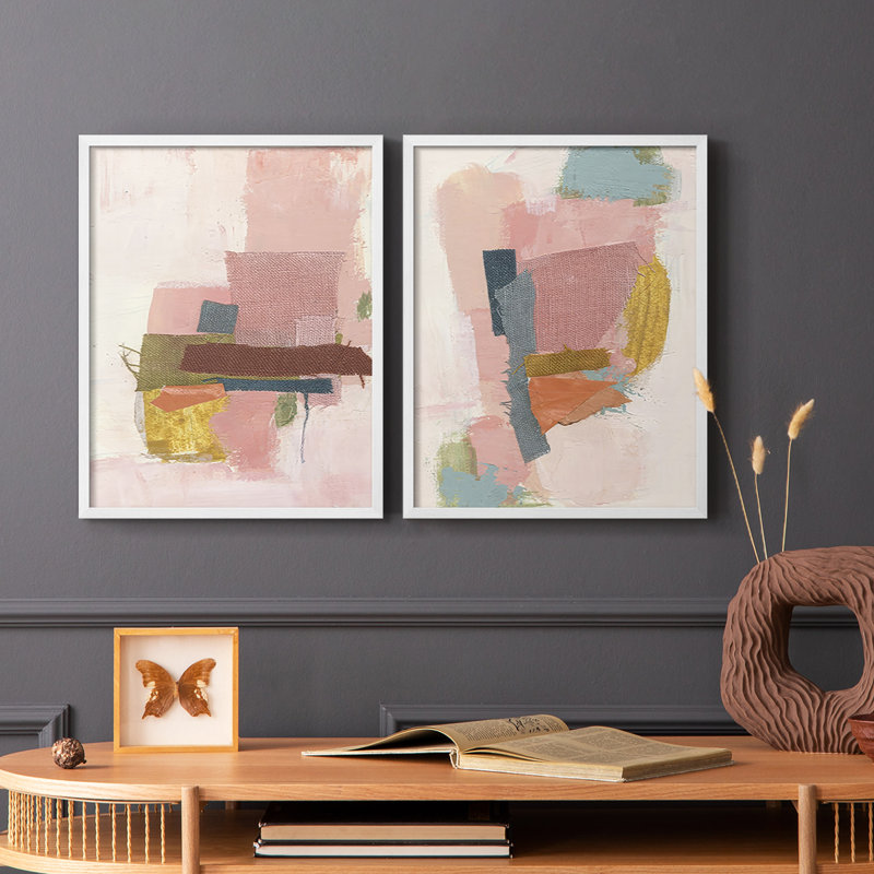 «Patchwork I-Premium», reproduction encadrée prête à accrocher - aucun clou requis - aucun clou requis, Blanc