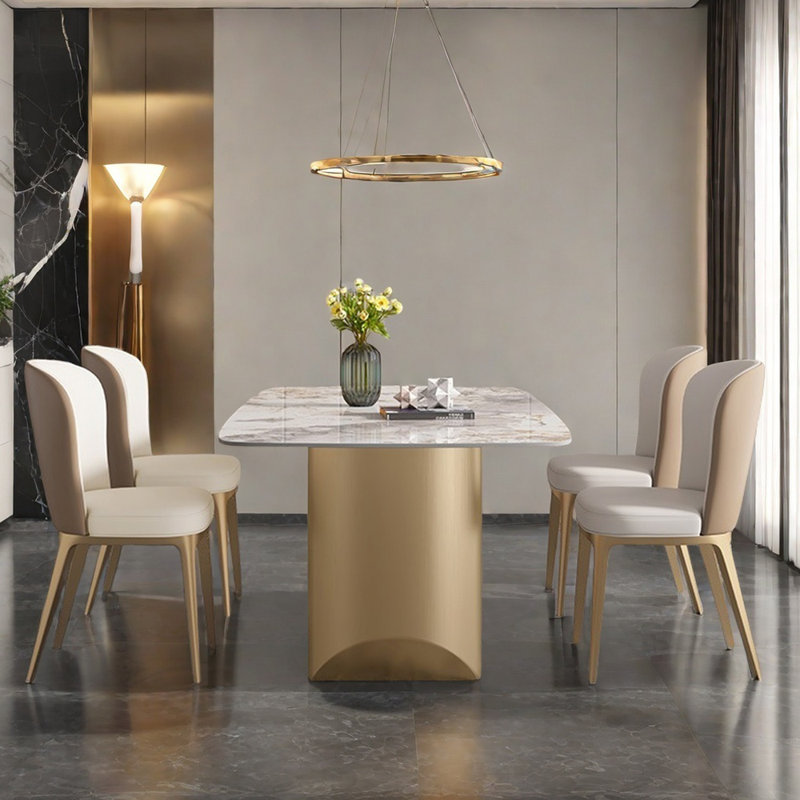 Modern simple rectangular home dining table sets, 29.5"H x 70.9"L x 35.4"W