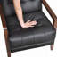 Chaise d'appoint en cuir noir capitonné avec détails en bois et finition noyer-1141802269