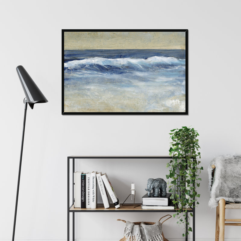 Breaking Shore Waves II by Timothy O' Toole - Painting, 65cm H x 95cm W x 2.3cm D, Black Framed Paper Print