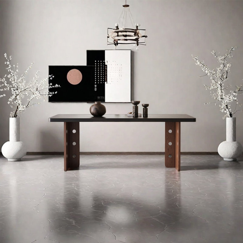 Ash wood rectangular dining table, 29.53"H x 55.12"L x 27.56"W, Taupe