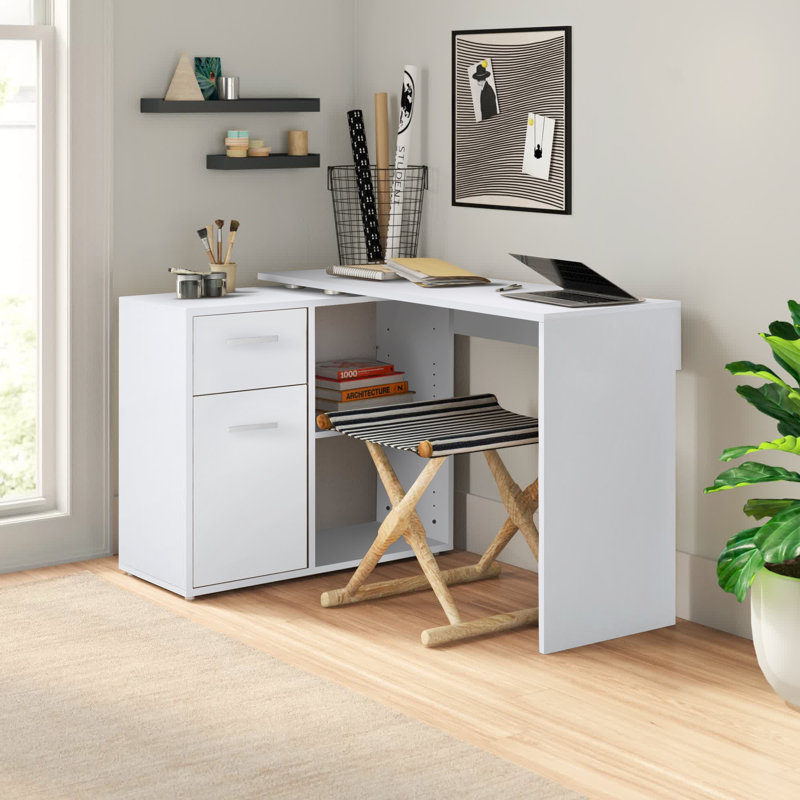 Francisca L-Shaped Computer Desk, White