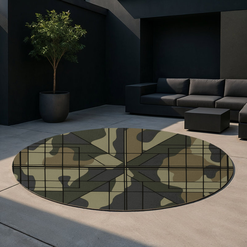 Shield Flow Indoor And Outdoor Area Rug, Round 5'