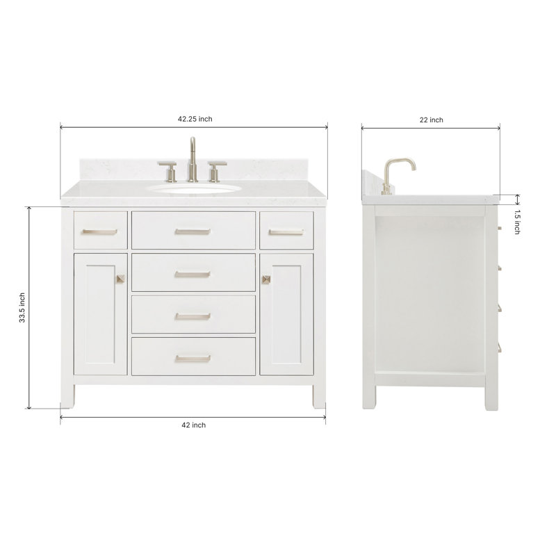 3_ARIEL Bristol 60 Single Sink Bathroom Vanity with Carrara White Quartz, White, 42"