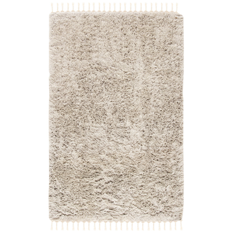 Jankowski Solid Colour Wool Hand Woven Area Rug, Rectangle 122 x 183 cm