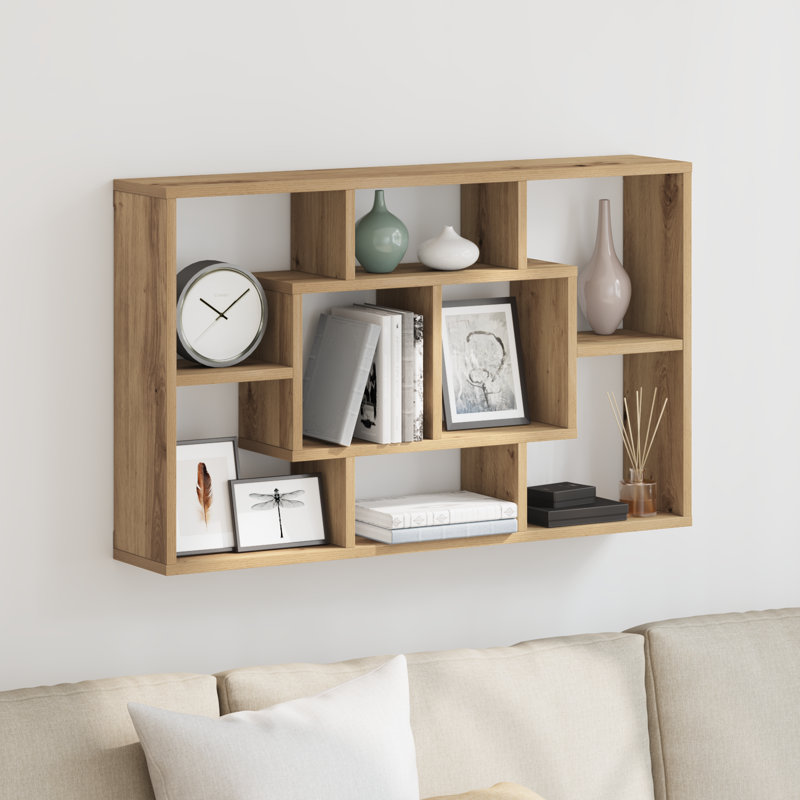 Tablette murale flottante vidaXL pour le salon en bois d'ingénierie, Blanc très luisant, H 18,70 po x l 33,46 po x P 6,30 po