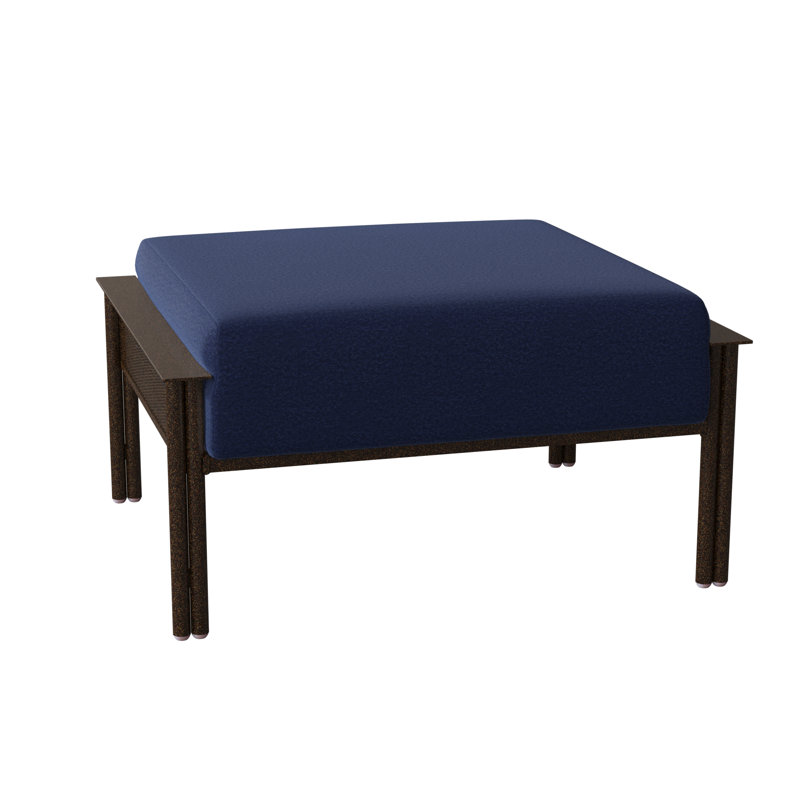 Jax Outdoor Ottoman, Chestnut Brown, Canvas Navy Sunbrella® Canvas