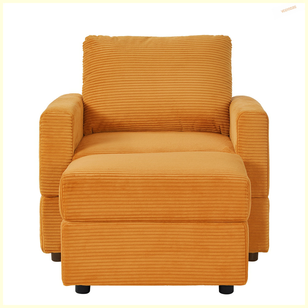 Mercer41 Modern Upholstered Accent Chair with Ottoman for Living Room