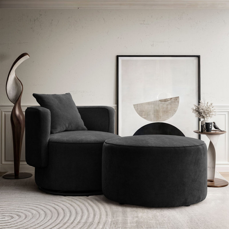 Bernella Upholstered Swivel Armchair, Anthracite