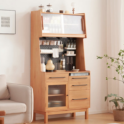 33.46"Solid Wood Pine Brown Sideboard