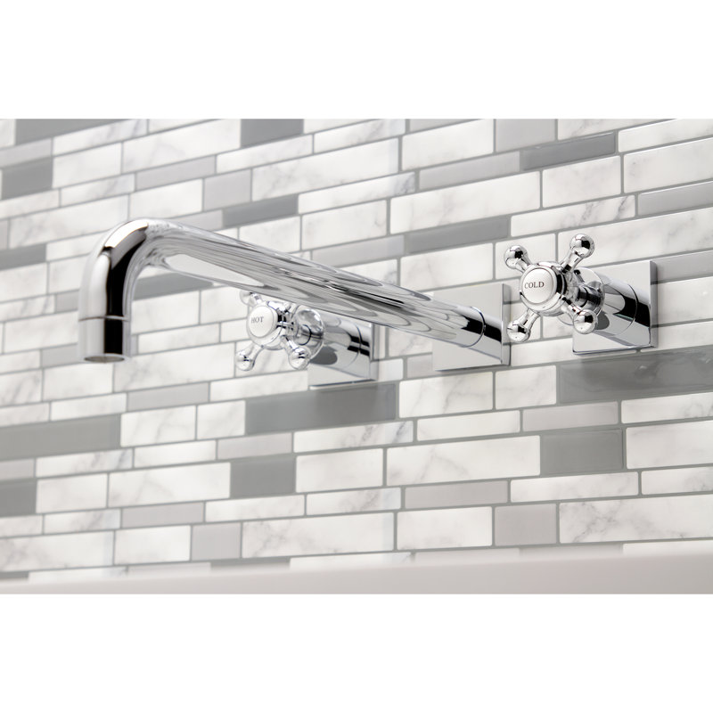 Metropolitan Double Handle Wall Mounted Roman Tub Faucet, Polished Chrome