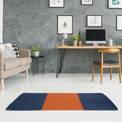 Tapis orange/bleu