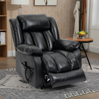 Dual Motor Power Lift Recliner With Heat And Massage Genuine Leather