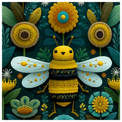Yellow Bee With Flowers Blankets