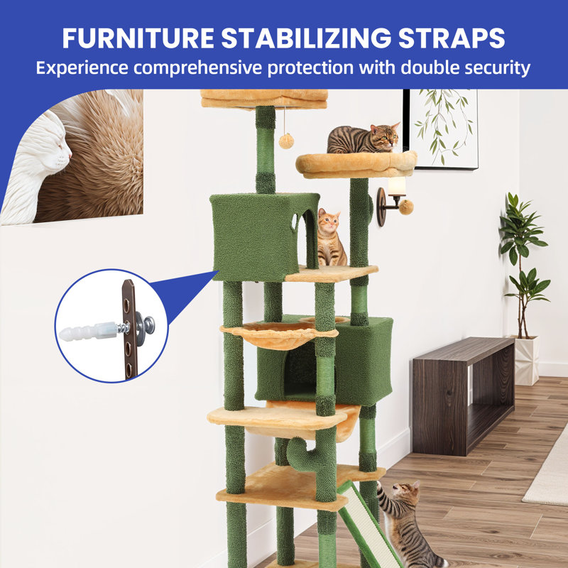 Multi-Level Cactus Cat Tree Tower with Perches, Condos, and Scratching Posts