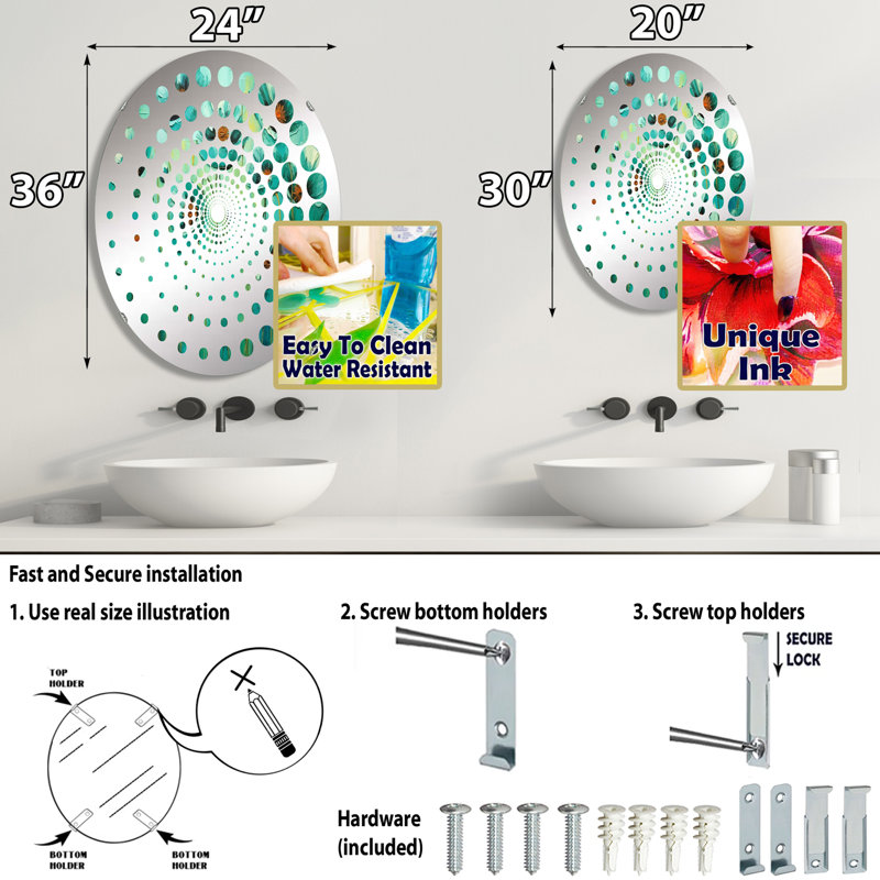 Miroir mural oval, 35,4 po x 23,6 po