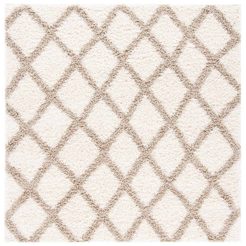 Lapidge Geometric Ivory Area Rug, Square 6'
