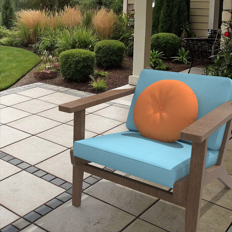 Coussin décoratif intérieur / extérieur Sunbrella, housse de coussin ronde de 18 pouces avec insert, Orange, Rond 18 po