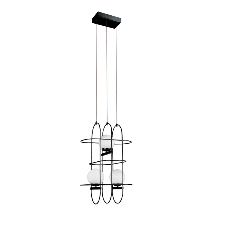 Lyra 16" Modern Adjustable Black Aluminum & Glass LED Chandelier