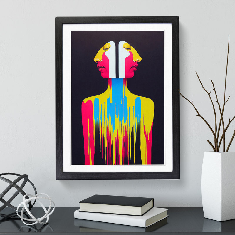 Splashed Abstract Woman No.2 - Single Picture Frame Painting, Black Framed, 64cm H x 46cm W x 2cm D