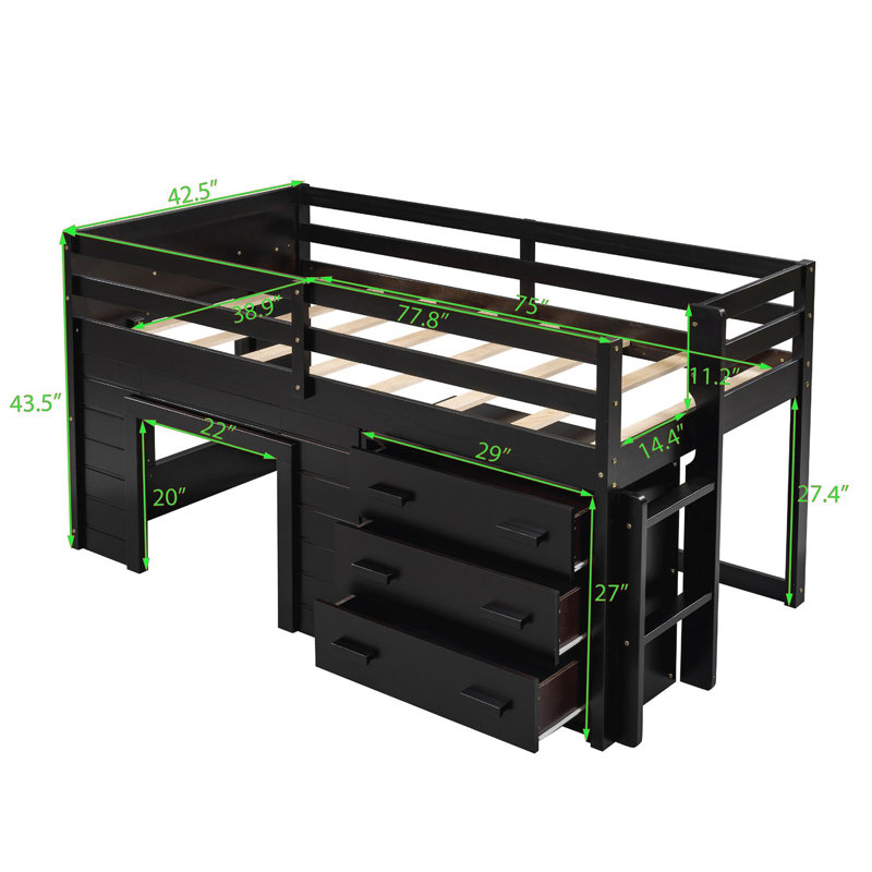 Lit mezzanine double noir