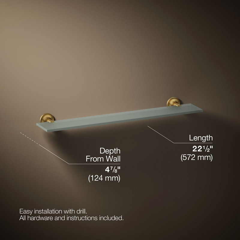 Purist® Recessed Wall SHelf, Matte Gold