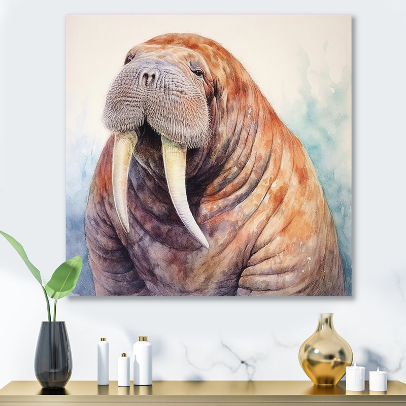 Morse sauvage - animaux, art mural en métal, salon, H 36 po x l 36 po x P 1 po