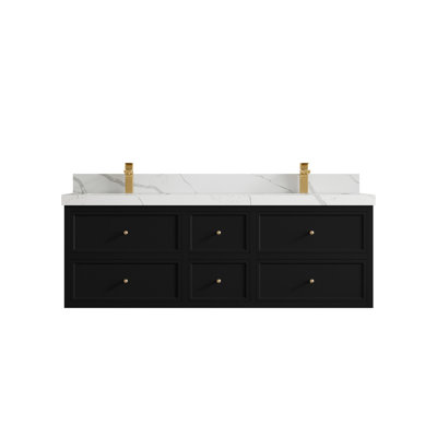 Meuble-lavabo double flottant 60 po avec dessus Roswell