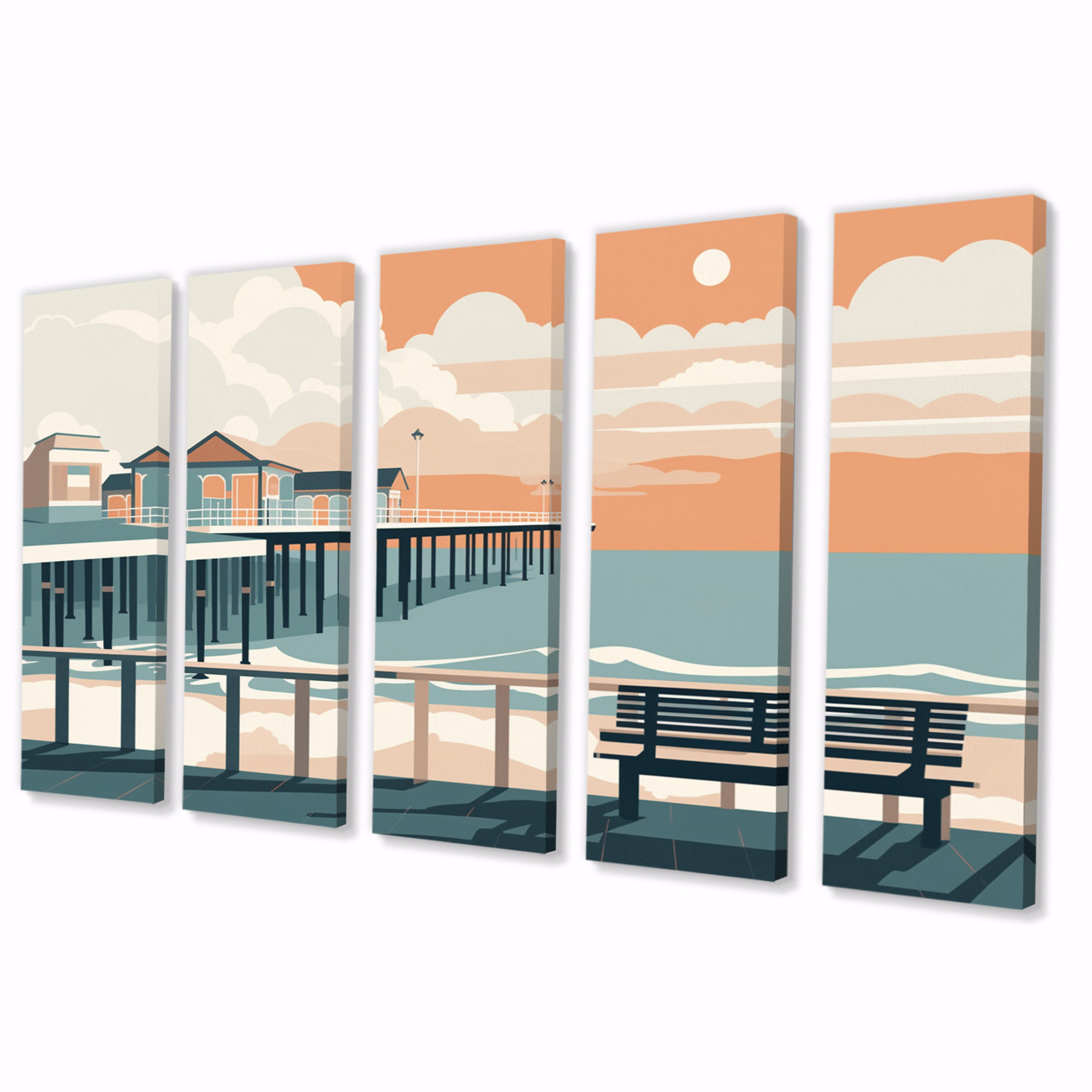 DesignArt Beachside Rest I Coastal Canvas Wall Art 5 Equal Panels