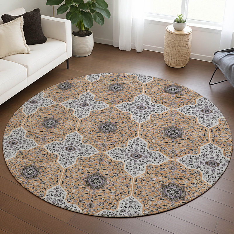 Machine Washable Indoor/Outdoor Chantille ACN2410 Global Rug, Round 8'