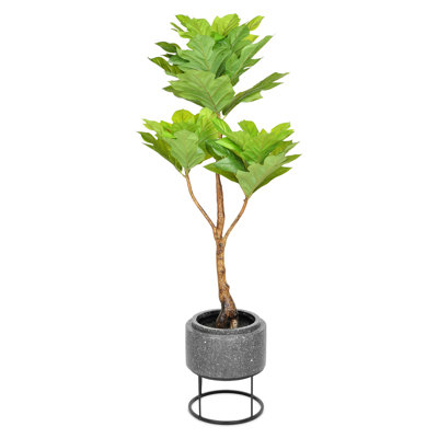 140cm Faux Fiddle Leaf Fig Tree in Stone Planter