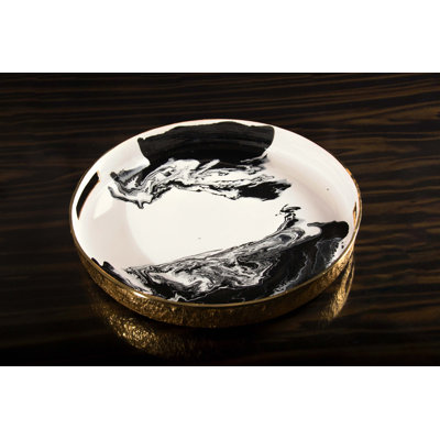 Bianco Nero Round Serving Tray Small