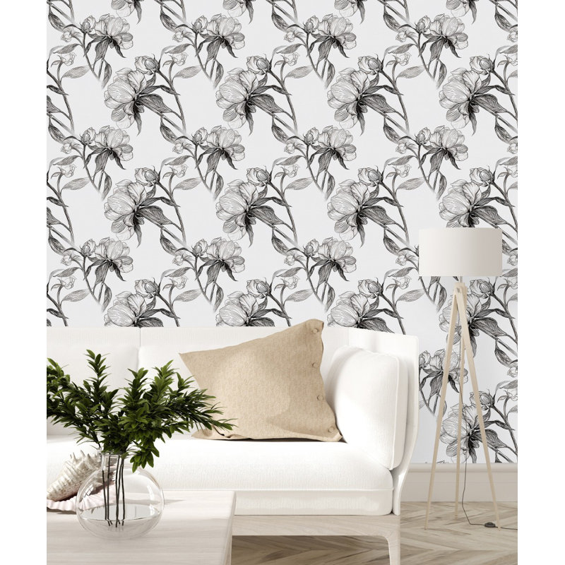 Peel & Stick Floral Tile, 2.08' W x 10.42' L