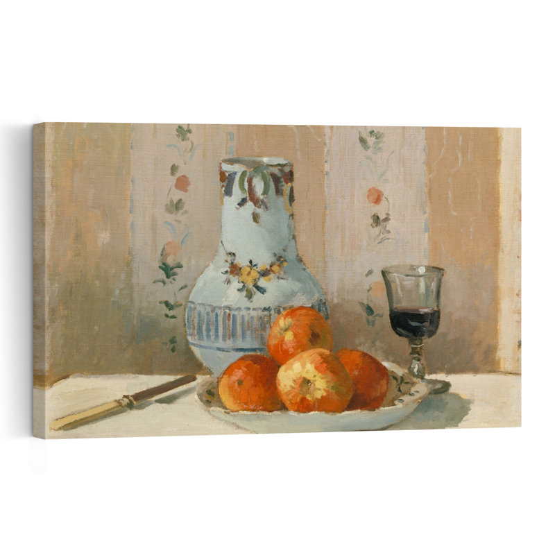 Nature morte aux pommes et au pichet, 1872, estampe d'art mural contemporain abstrait impressionniste représentant des fruits