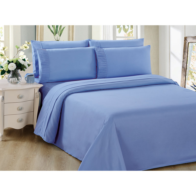 Ensemble de housse de couette avec 2 taies d'oreiller en rayonne de bambou de toutes les saisons de Marina Marina, Bleu pâle