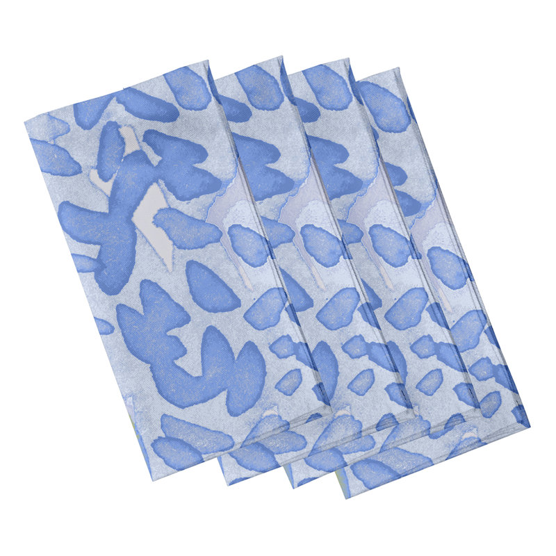Lonston Polyester Floral Square Napkin, Light Blue
