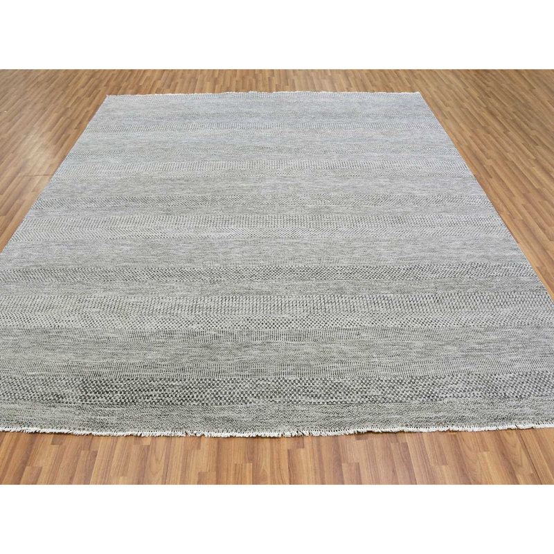 Tapis 10 po x 10 pi en laine nouée à la main ton sur ton gris nuage nuance à la main 171 CCD4C9F77484FBF8CB036D0C0E6B9