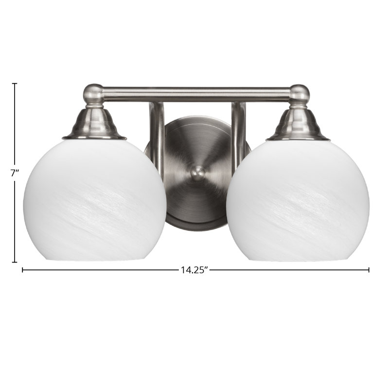 Michell 2-Light Bath Bar, Brushed Nickel, White Marble