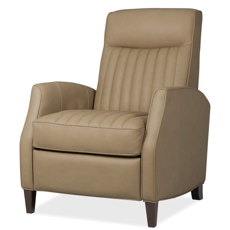 Denver Push Back Recliner, Beige Top Grain Leather
