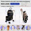 Poussette double pour chiens et chats, cadre pliable, sac de transport convertible 3-en-1, roues antichoc, système de frein, laisses de sécurité fixes pour animaux de compagnie de petite et moyenne taille dans les maisons multi-animaux-133962652