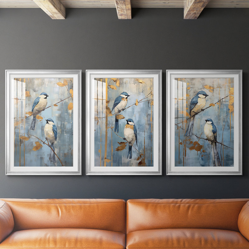 ANIMALS Series dxv - impression encadrée de qualité supérieure sur mesure mat - 3 pièces, H 27 po x l 39 po