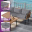 Ensemble de canapé d'angle extérieur en rotin PE - Résistant aux intempéries avec coussins lavables et table basse