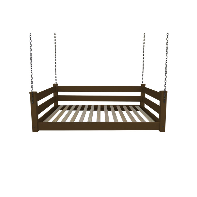 Lit de jour suspendu en bois massif Adrow, Café, Double