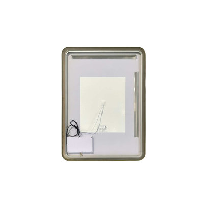 48 Round LED Front and Backlit Wall Mirror in Satin Gold