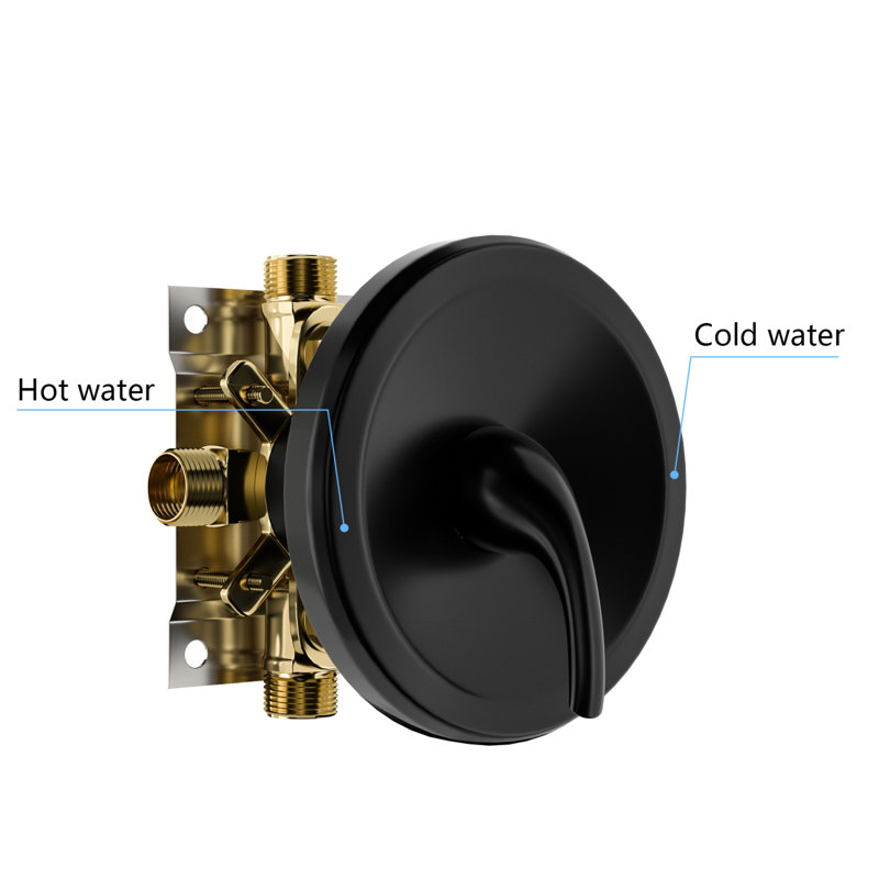 10" Round Rain Shower Head Systems With Waterfall Tub Spout, Matte Black,Wall Mounted Shower