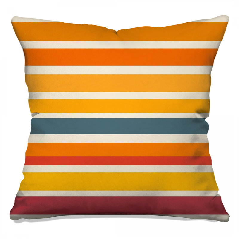 Coussins décoratifs orange à rayures jaunes, 20 x 20 pouces